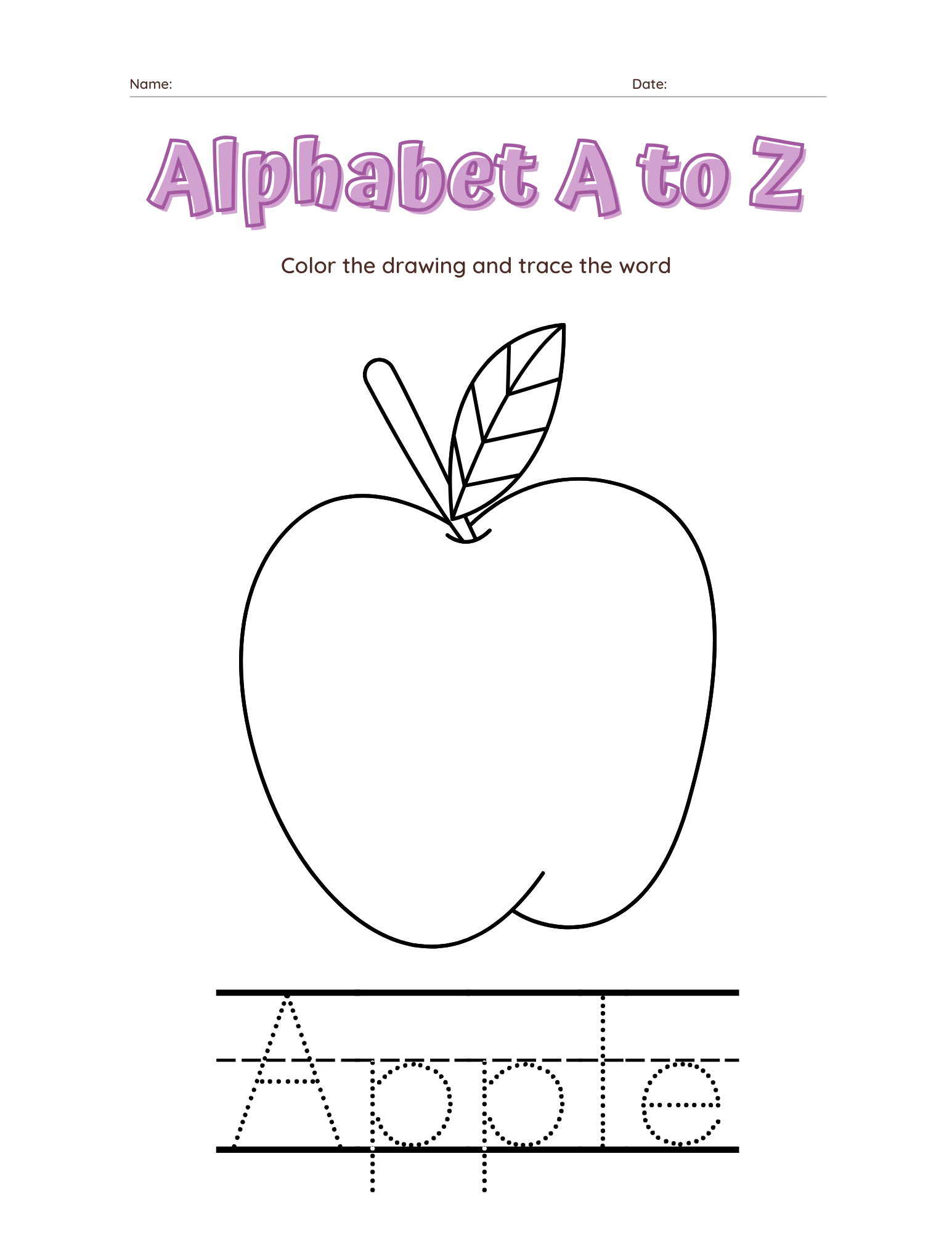 A–Z Alphabet Tracing Workbook for Kids | Printable ABC Handwriting Practice & Coloring Book | Preschool & Kindergarten Learning Book