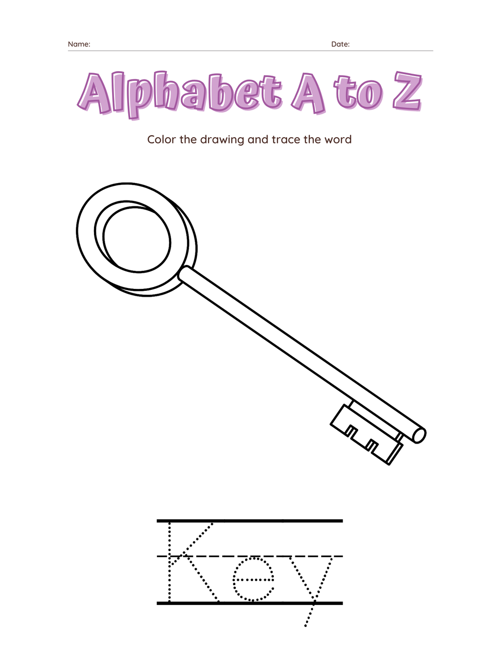 A–Z Alphabet Tracing Workbook for Kids | Printable ABC Handwriting Practice & Coloring Book | Preschool & Kindergarten Learning Book