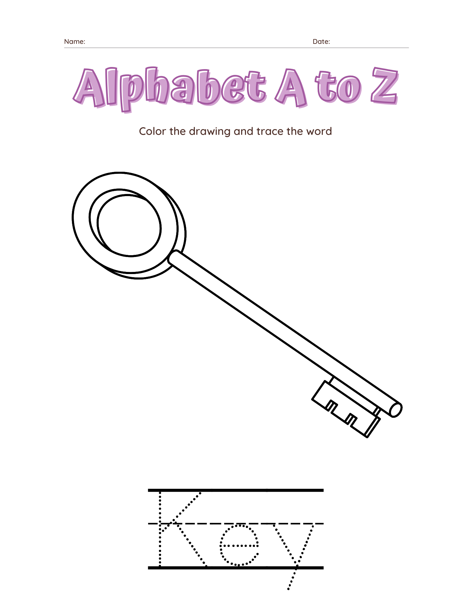 A–Z Alphabet Tracing Workbook for Kids | Printable ABC Handwriting Practice & Coloring Book | Preschool & Kindergarten Learning Book
