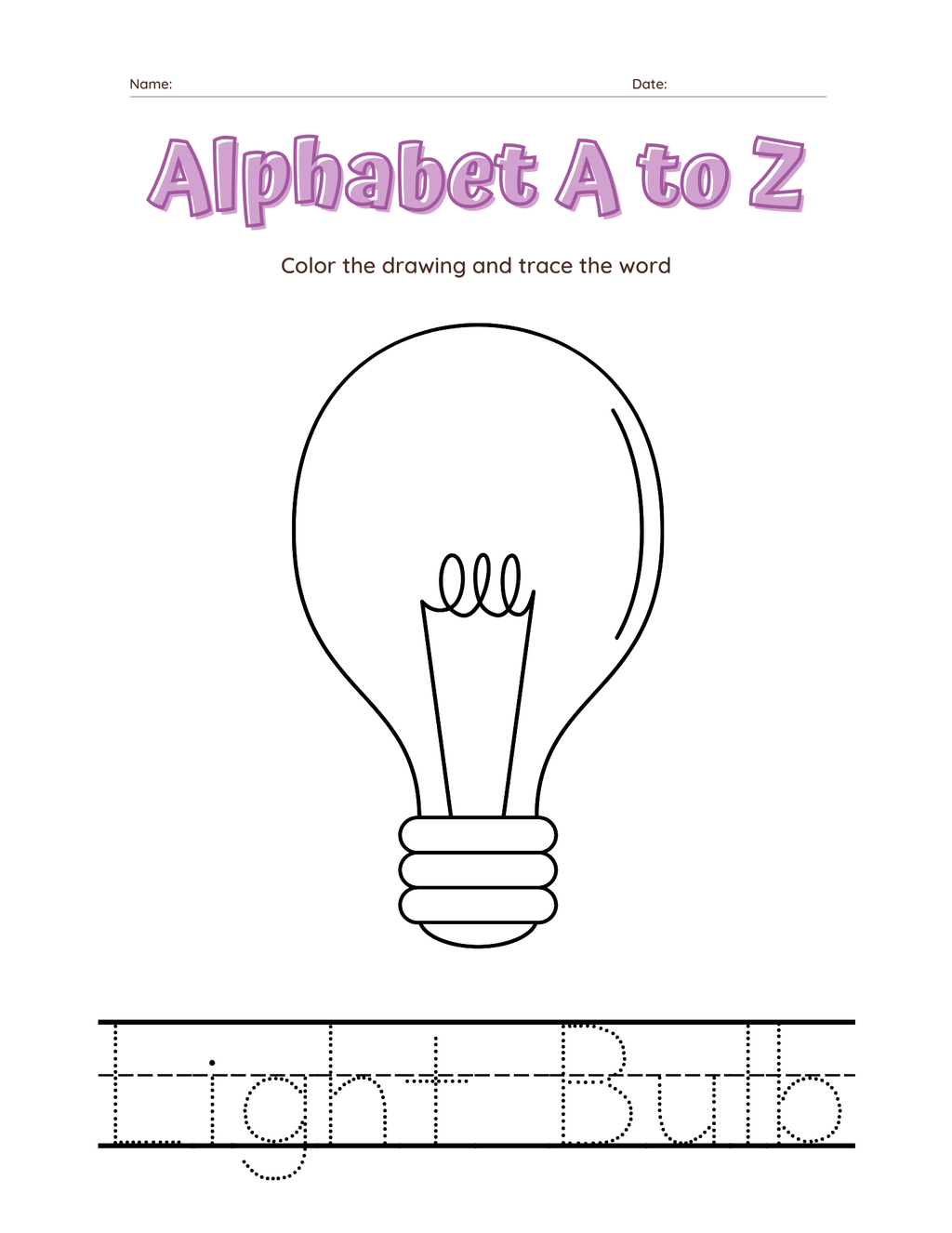 A–Z Alphabet Tracing Workbook for Kids | Printable ABC Handwriting Practice & Coloring Book | Preschool & Kindergarten Learning Book