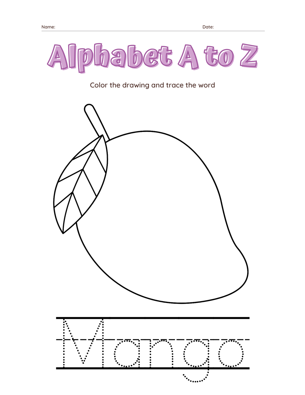 A–Z Alphabet Tracing Workbook for Kids | Printable ABC Handwriting Practice & Coloring Book | Preschool & Kindergarten Learning Book
