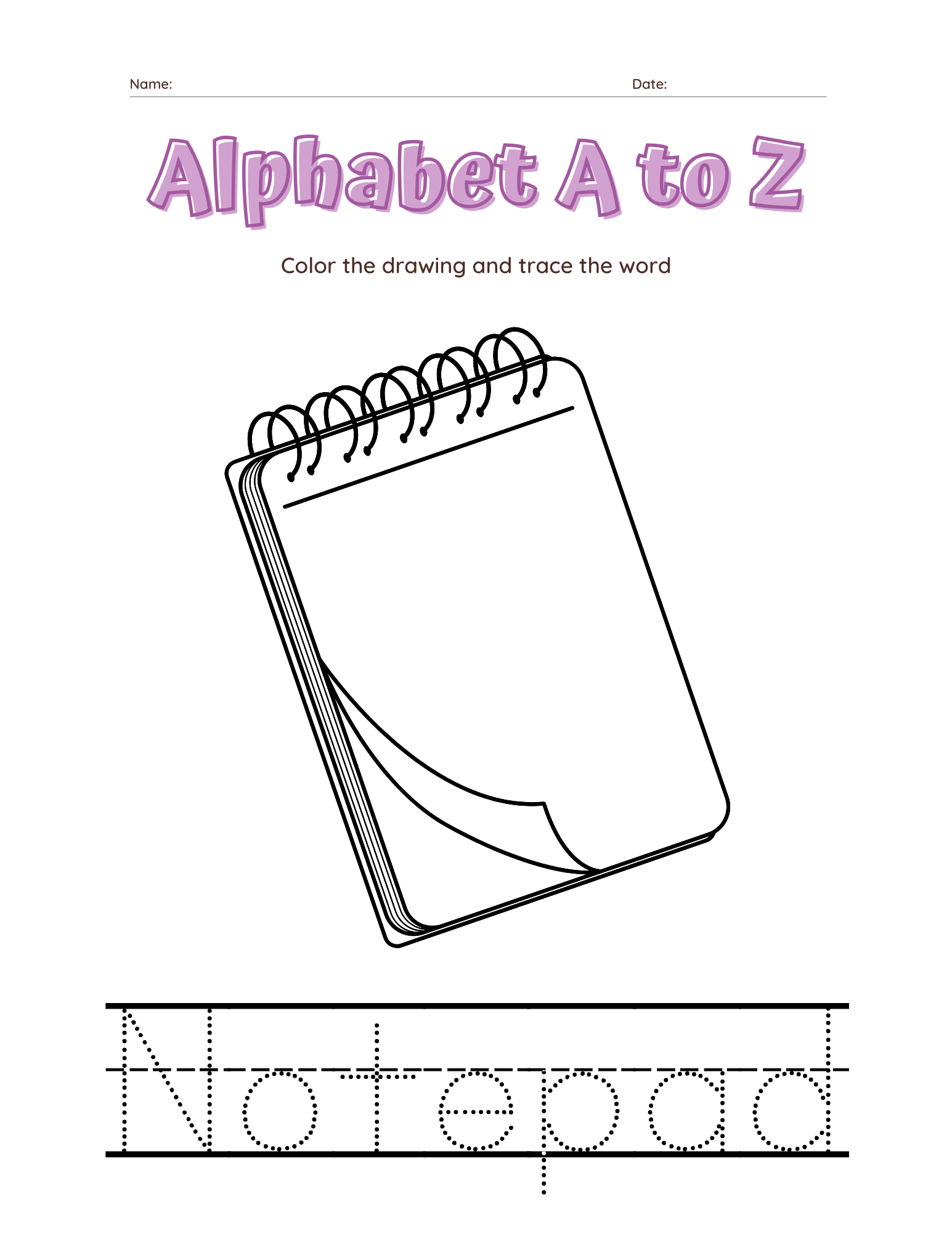 A–Z Alphabet Tracing Workbook for Kids | Printable ABC Handwriting Practice & Coloring Book | Preschool & Kindergarten Learning Book