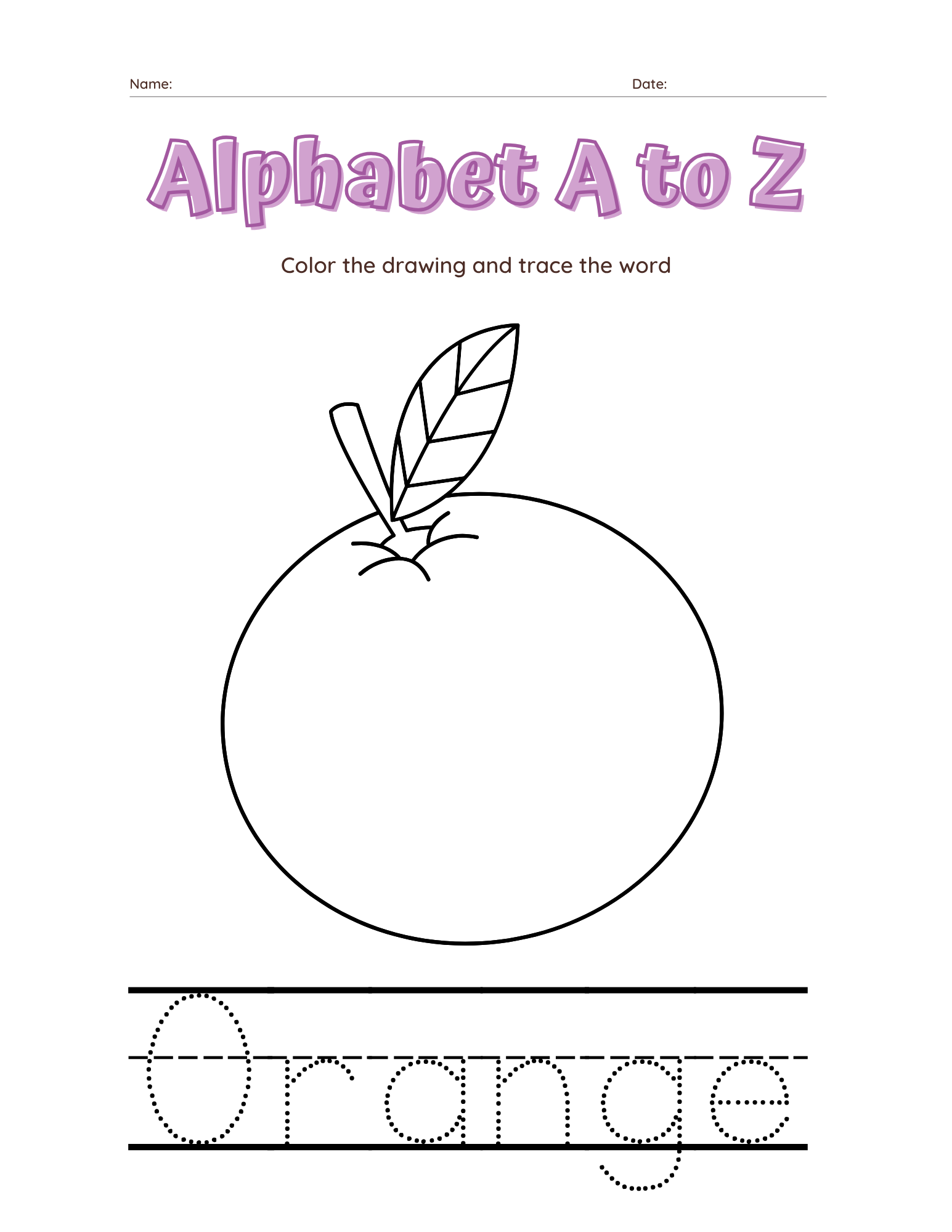 A–Z Alphabet Tracing Workbook for Kids | Printable ABC Handwriting Practice & Coloring Book | Preschool & Kindergarten Learning Book