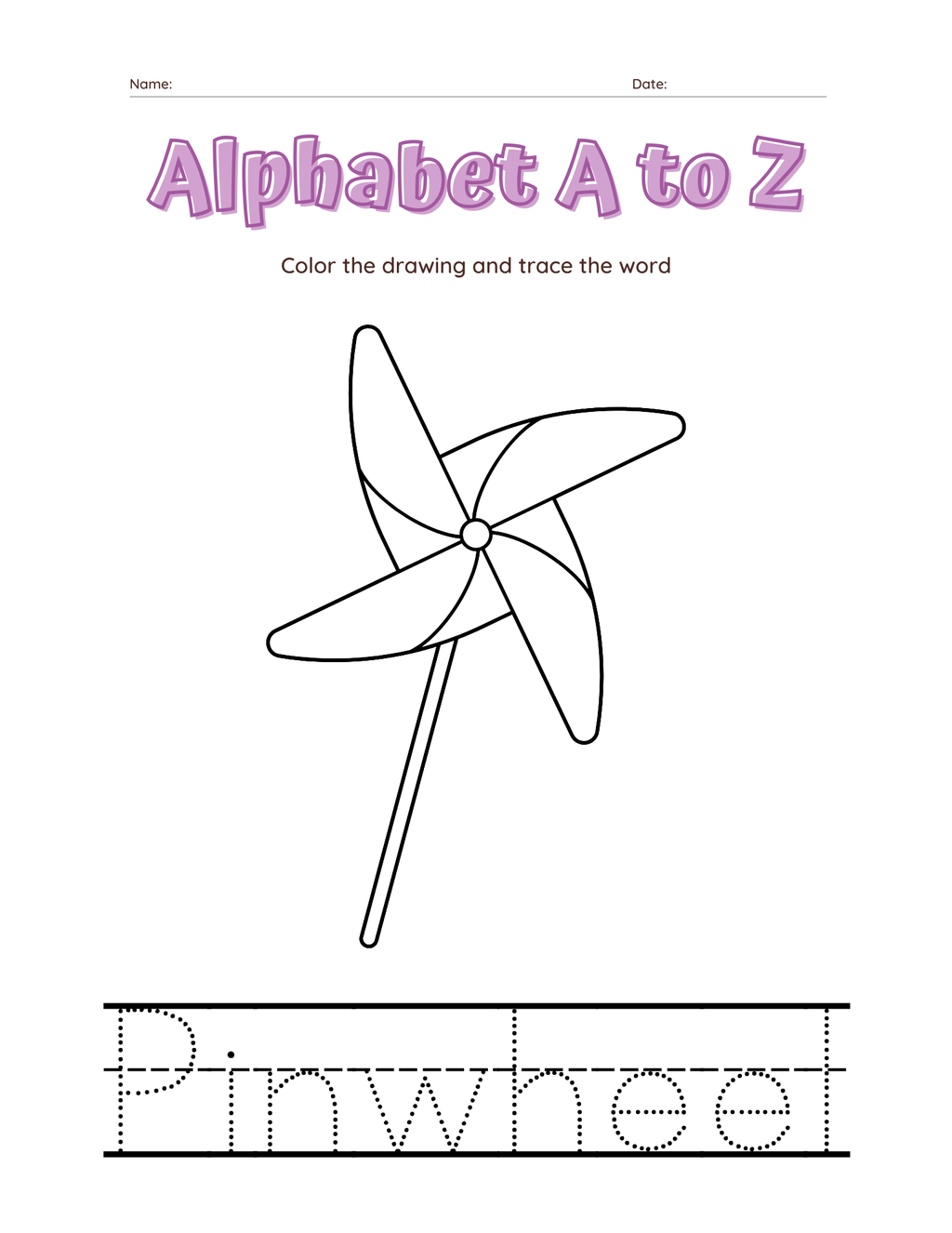 A–Z Alphabet Tracing Workbook for Kids | Printable ABC Handwriting Practice & Coloring Book | Preschool & Kindergarten Learning Book