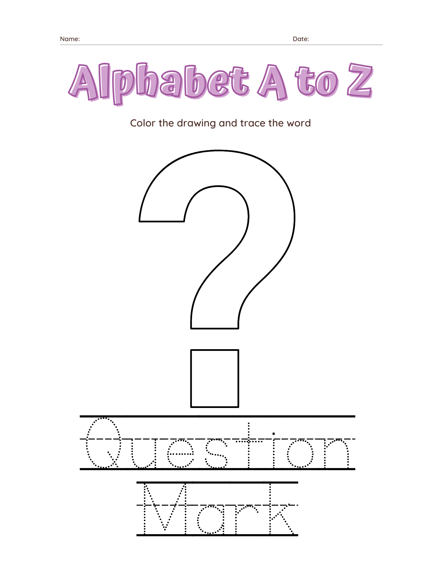 A–Z Alphabet Tracing Workbook for Kids | Printable ABC Handwriting Practice & Coloring Book | Preschool & Kindergarten Learning Book