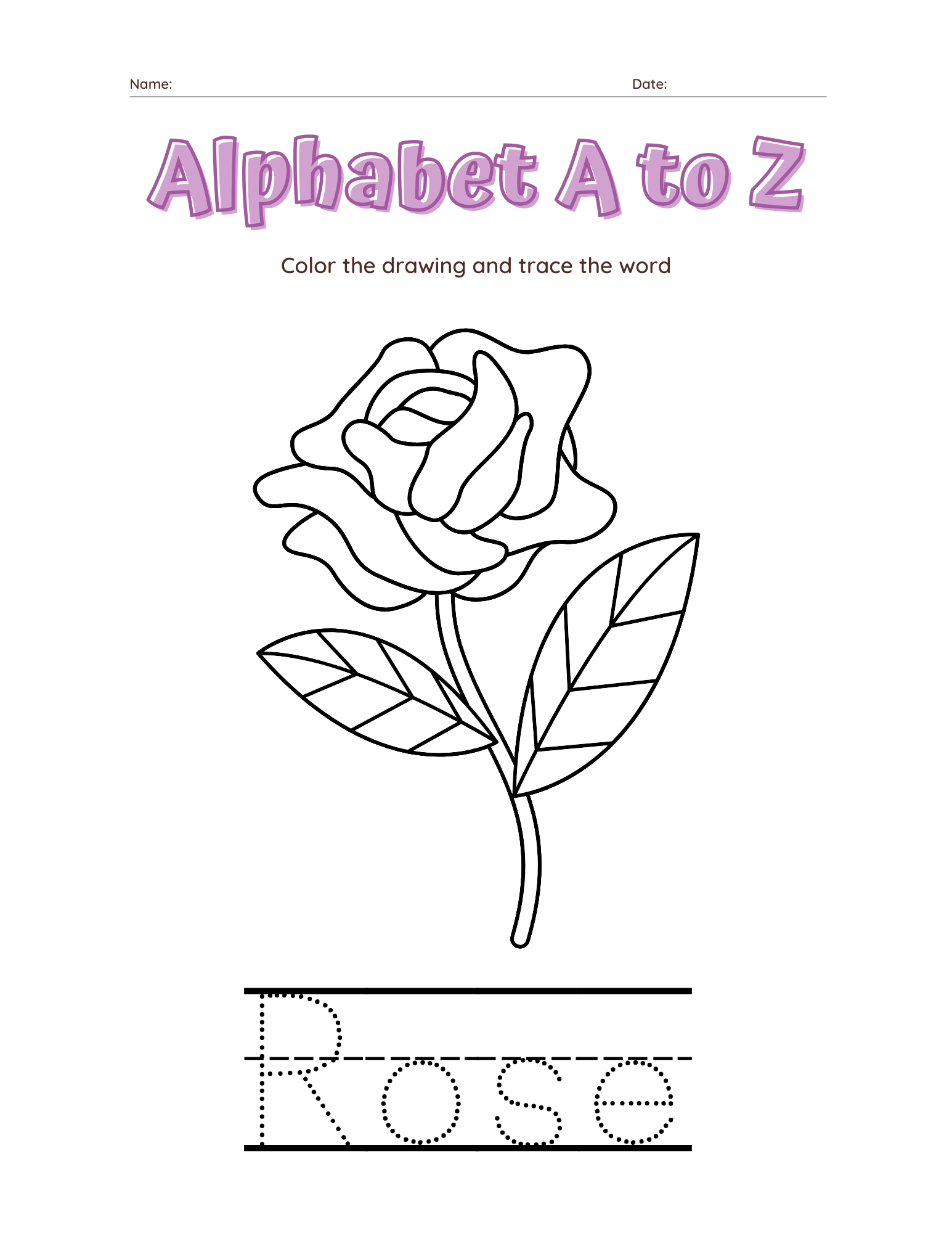A–Z Alphabet Tracing Workbook for Kids | Printable ABC Handwriting Practice & Coloring Book | Preschool & Kindergarten Learning Book