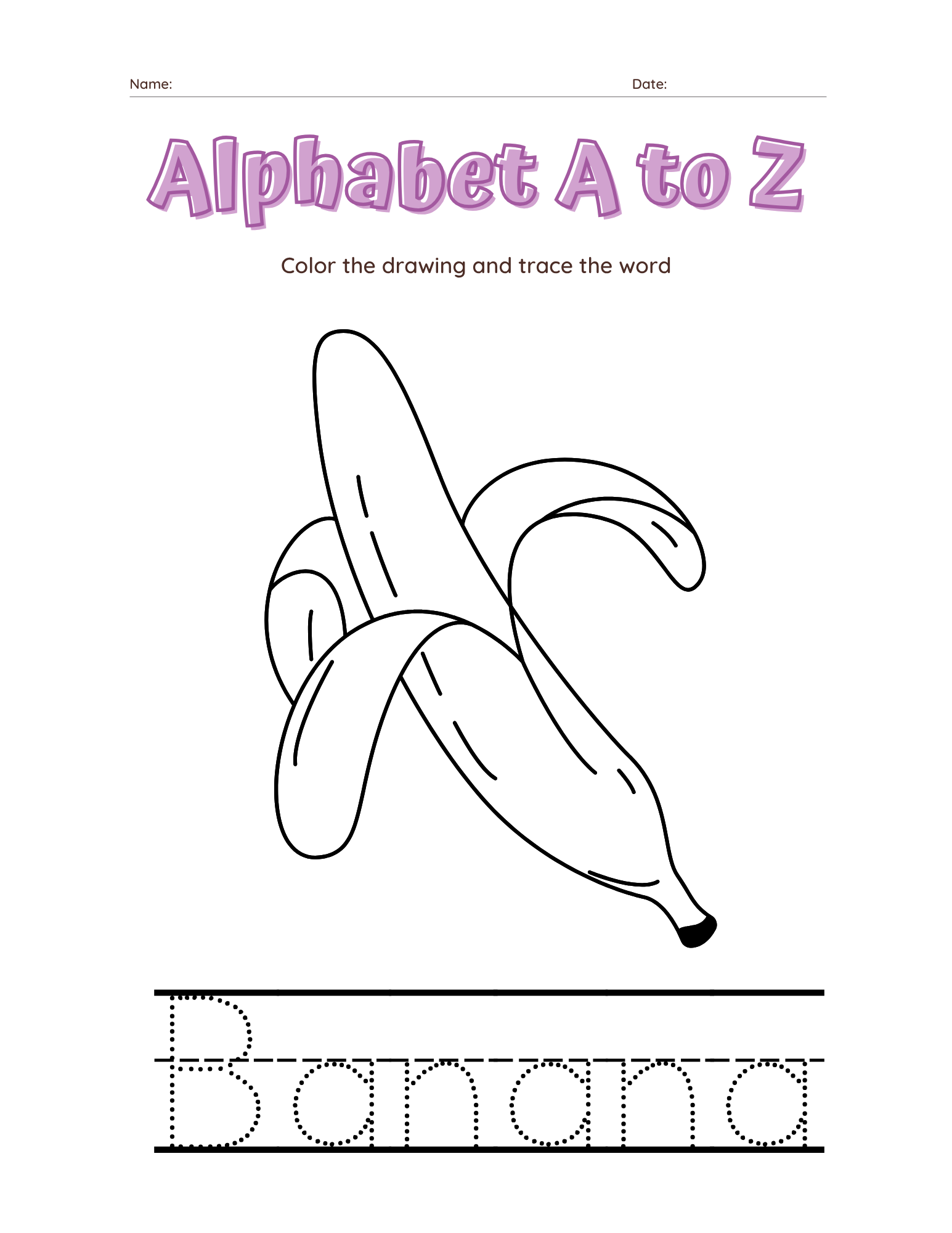 A–Z Alphabet Tracing Workbook for Kids | Printable ABC Handwriting Practice & Coloring Book | Preschool & Kindergarten Learning Book