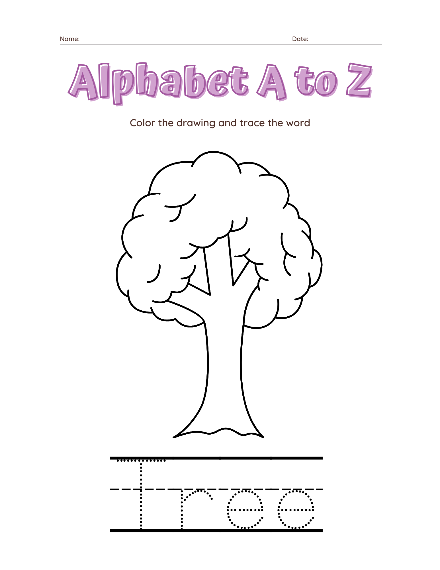 A–Z Alphabet Tracing Workbook for Kids | Printable ABC Handwriting Practice & Coloring Book | Preschool & Kindergarten Learning Book