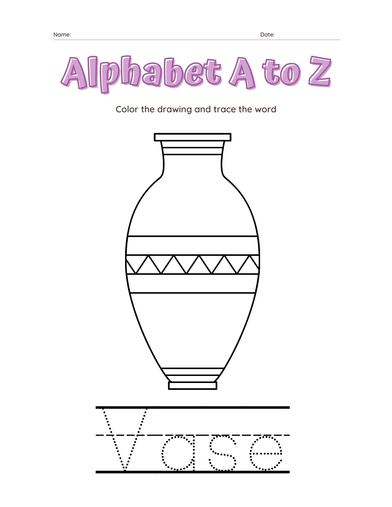 A–Z Alphabet Tracing Workbook for Kids | Printable ABC Handwriting Practice & Coloring Book | Preschool & Kindergarten Learning Book