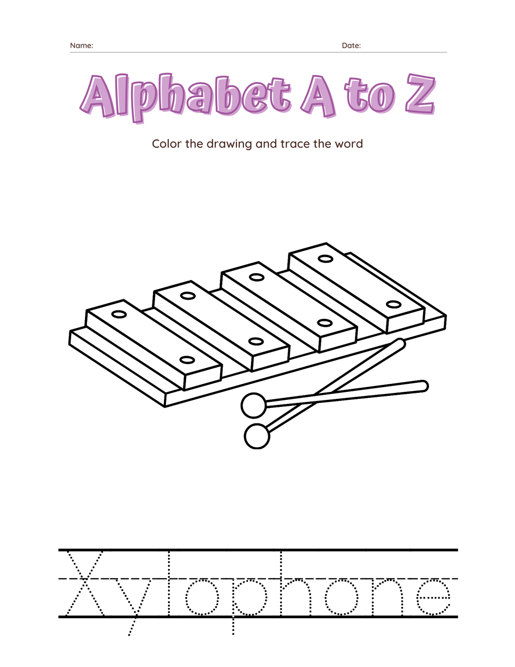 A–Z Alphabet Tracing Workbook for Kids | Printable ABC Handwriting Practice & Coloring Book | Preschool & Kindergarten Learning Book