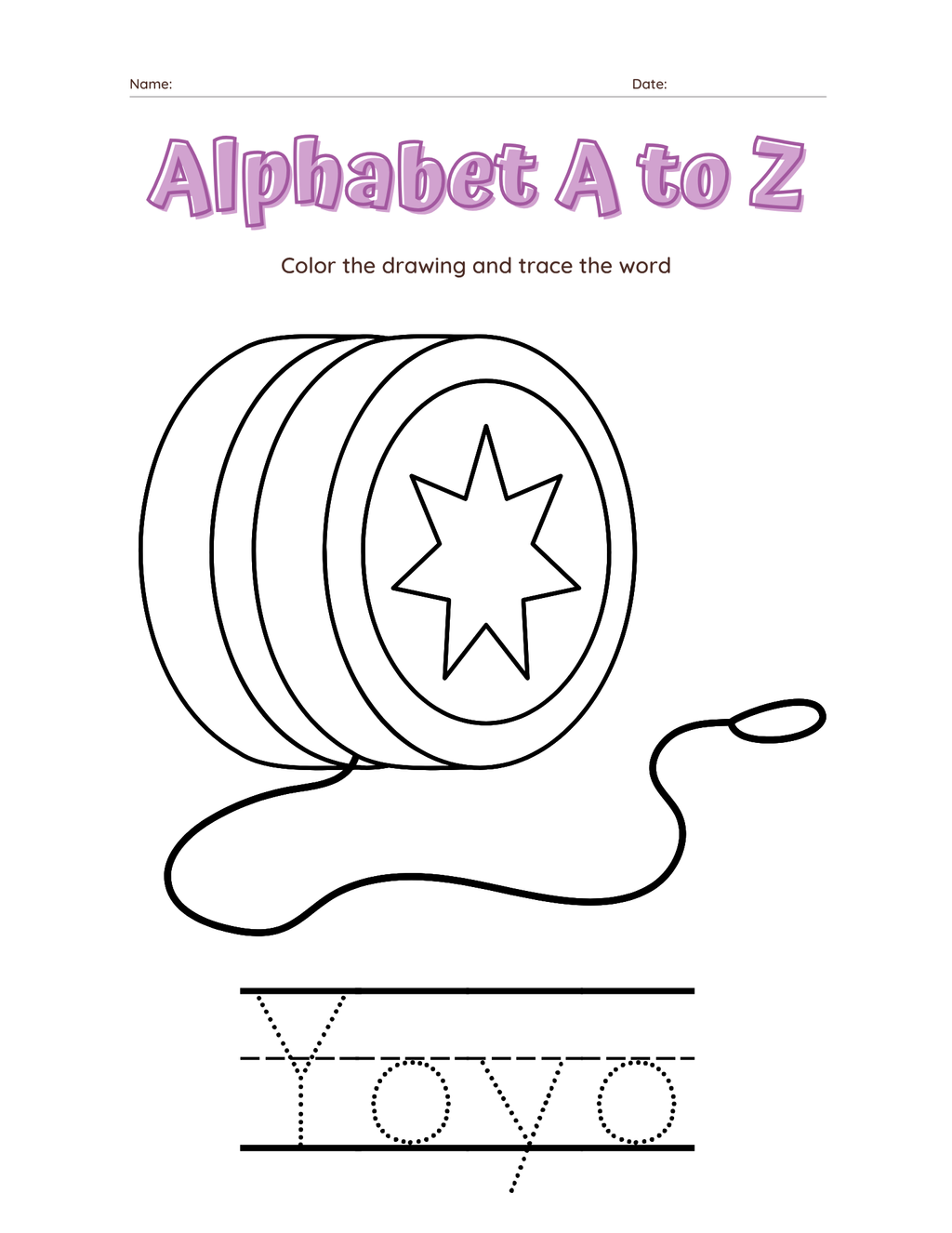 A–Z Alphabet Tracing Workbook for Kids | Printable ABC Handwriting Practice & Coloring Book | Preschool & Kindergarten Learning Book