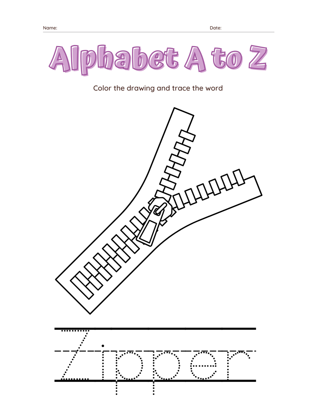 A–Z Alphabet Tracing Workbook for Kids | Printable ABC Handwriting Practice & Coloring Book | Preschool & Kindergarten Learning Book