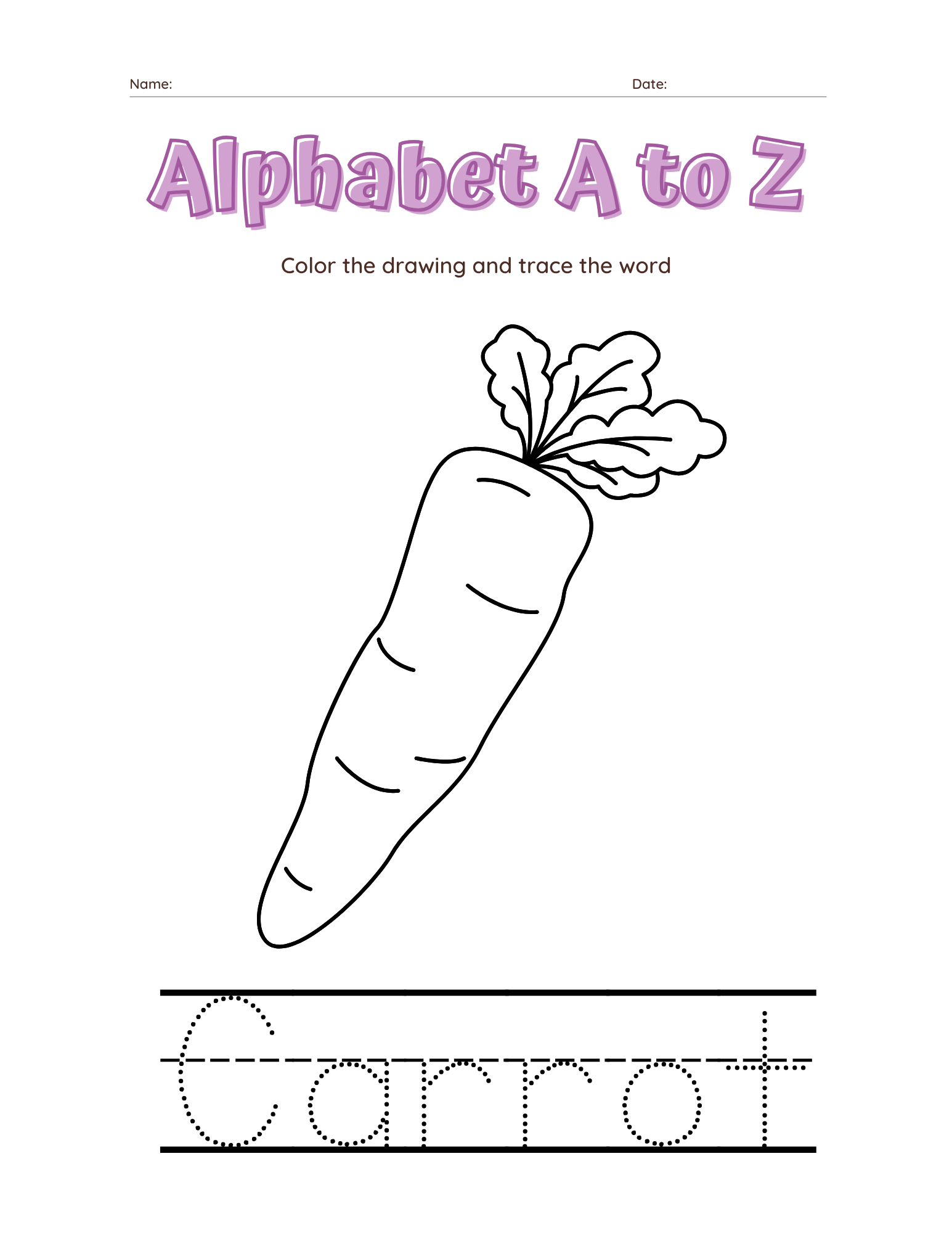 A–Z Alphabet Tracing Workbook for Kids | Printable ABC Handwriting Practice & Coloring Book | Preschool & Kindergarten Learning Book