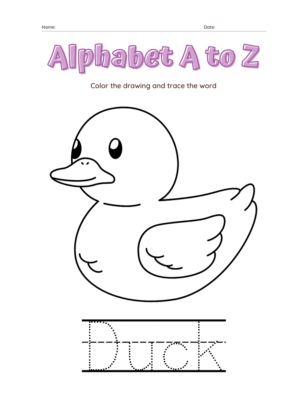 A–Z Alphabet Tracing Workbook for Kids | Printable ABC Handwriting Practice & Coloring Book | Preschool & Kindergarten Learning Book