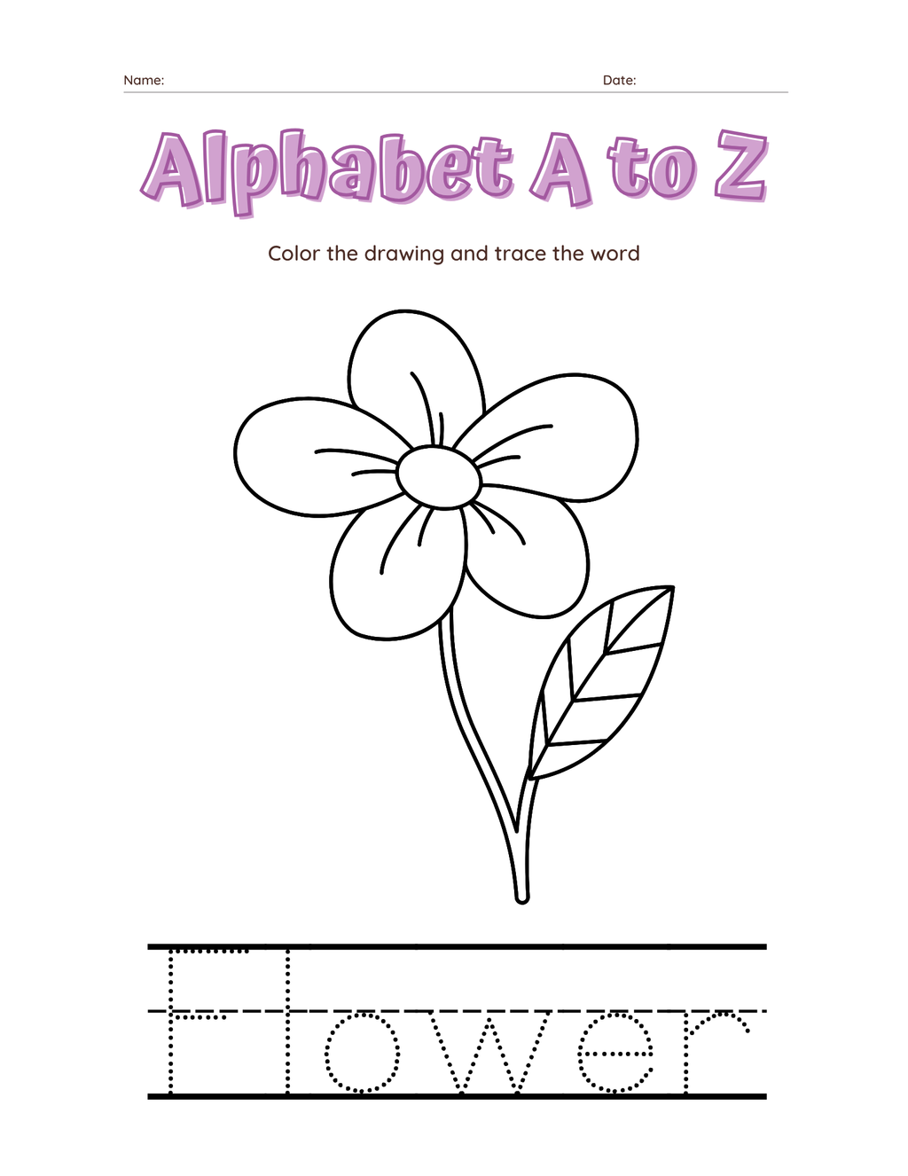 A–Z Alphabet Tracing Workbook for Kids | Printable ABC Handwriting Practice & Coloring Book | Preschool & Kindergarten Learning Book