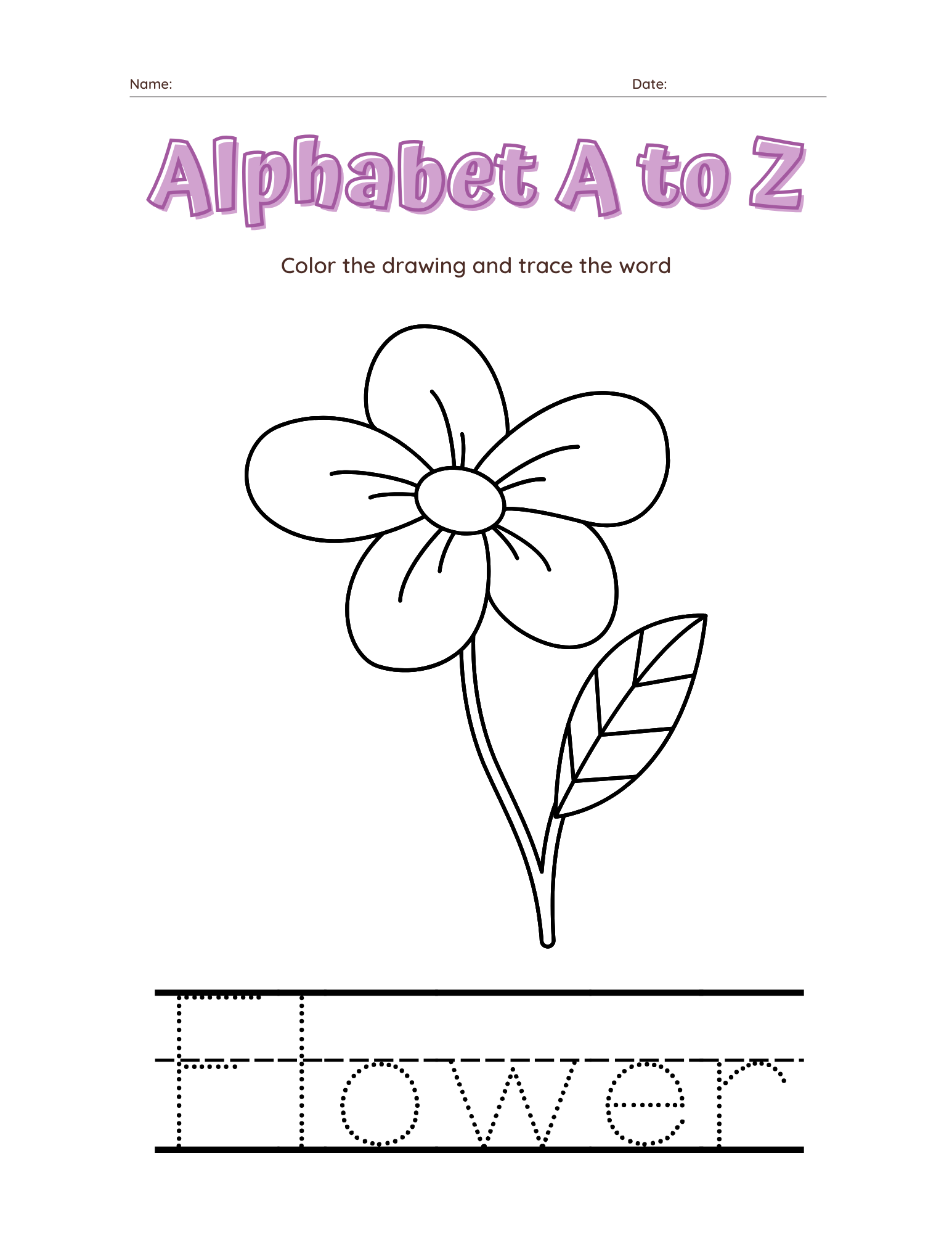 A–Z Alphabet Tracing Workbook for Kids | Printable ABC Handwriting Practice & Coloring Book | Preschool & Kindergarten Learning Book