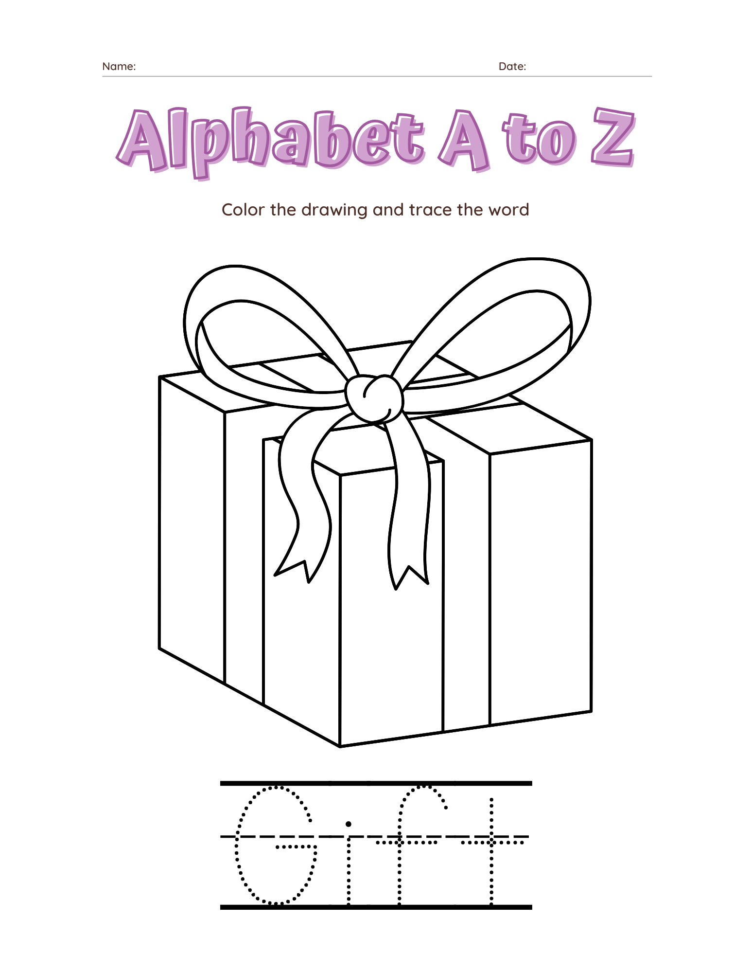 A–Z Alphabet Tracing Workbook for Kids | Printable ABC Handwriting Practice & Coloring Book | Preschool & Kindergarten Learning Book