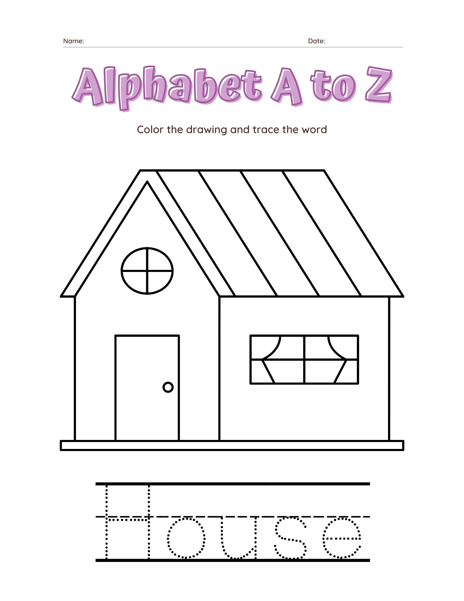 A–Z Alphabet Tracing Workbook for Kids | Printable ABC Handwriting Practice & Coloring Book | Preschool & Kindergarten Learning Book