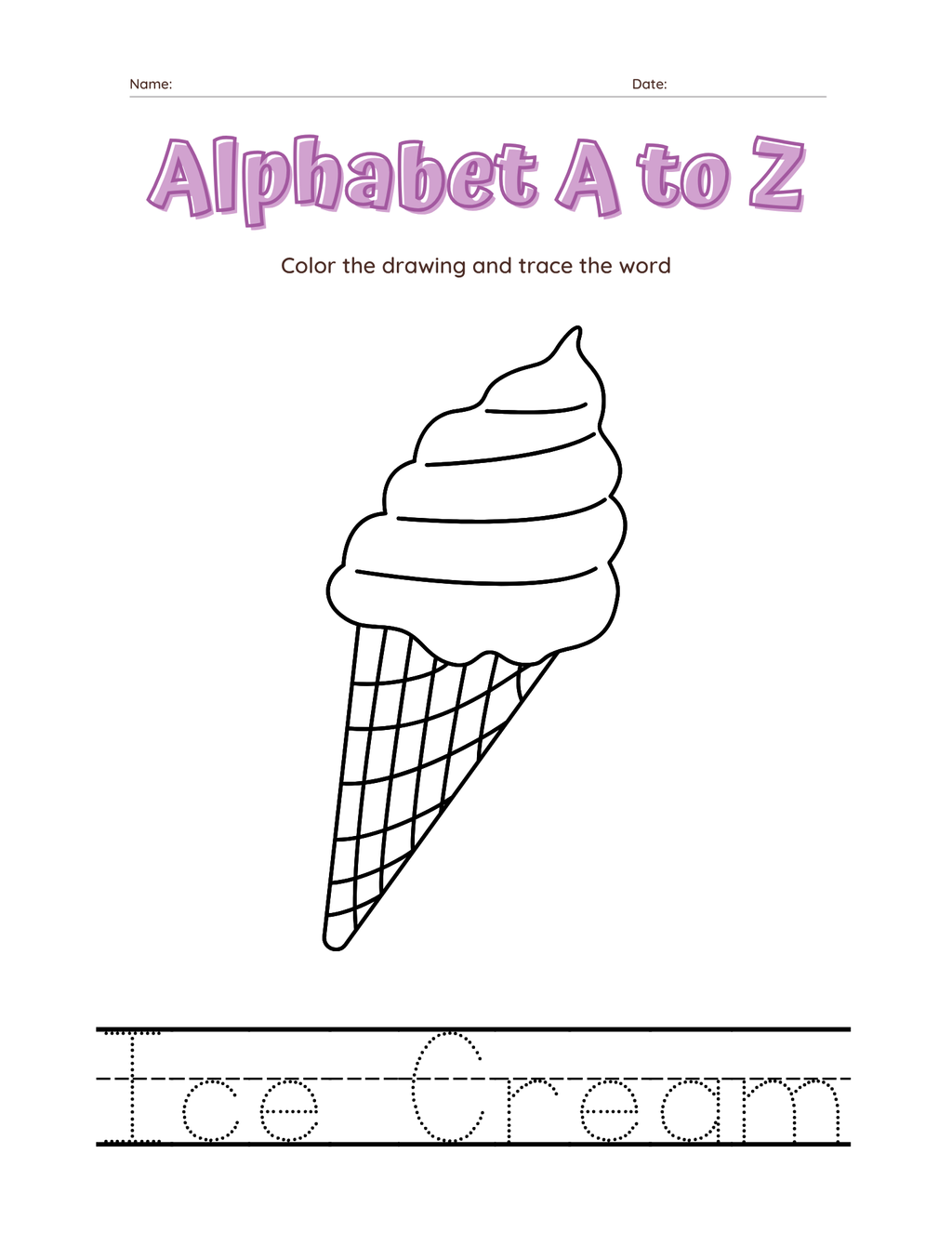 A–Z Alphabet Tracing Workbook for Kids | Printable ABC Handwriting Practice & Coloring Book | Preschool & Kindergarten Learning Book